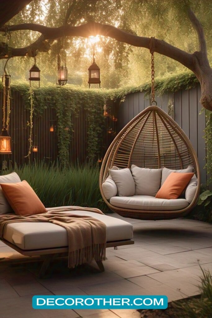 Backyard Nook with Hanging Chairs